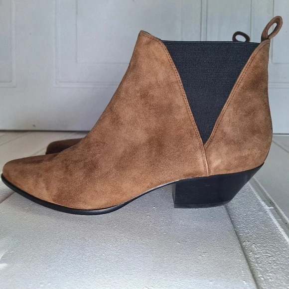 Diane Von Furstenburg Women's NADIE Brown Suede Chelsea Boots Size 9 - Picture 8 of 15